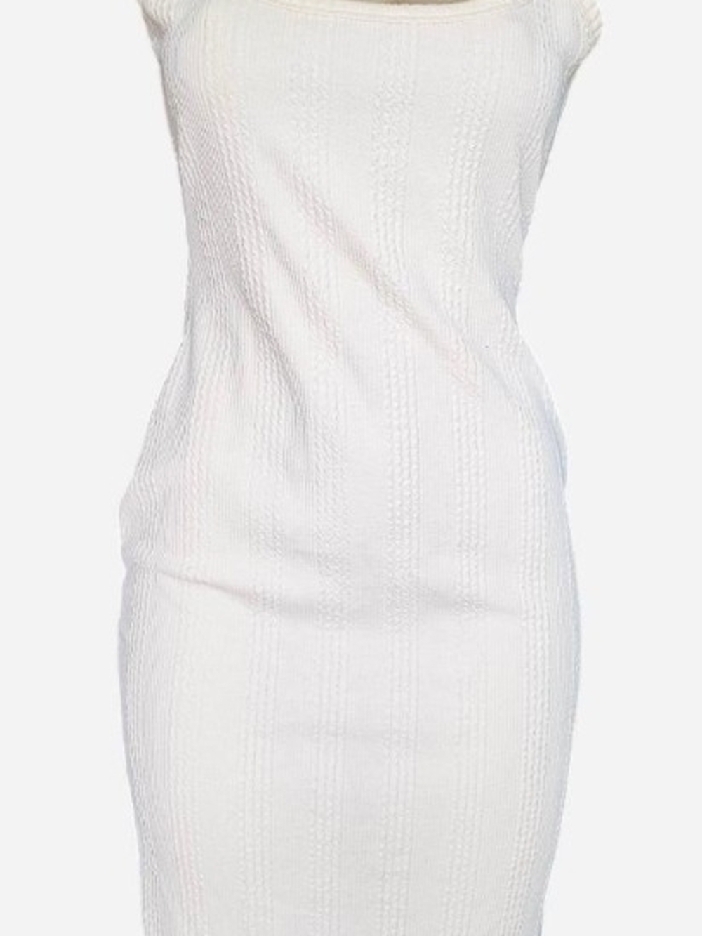 White Textured Knit Sleeveless Bodycon Dress